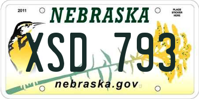 NE license plate XSD793