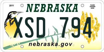 NE license plate XSD794