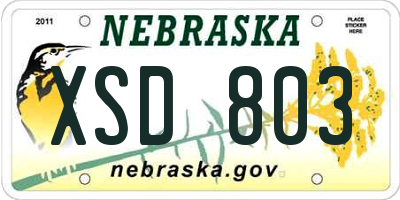 NE license plate XSD803
