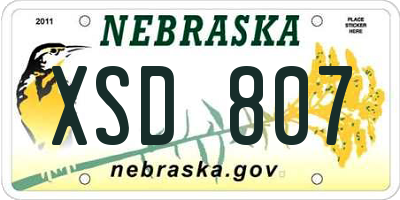 NE license plate XSD807