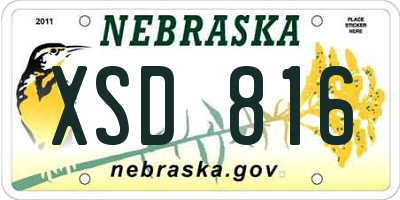 NE license plate XSD816
