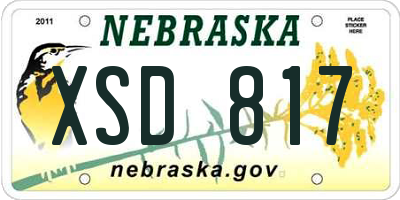 NE license plate XSD817