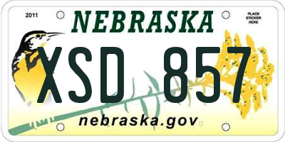 NE license plate XSD857