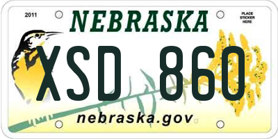 NE license plate XSD860