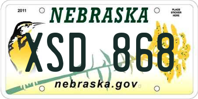 NE license plate XSD868
