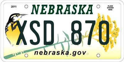 NE license plate XSD870