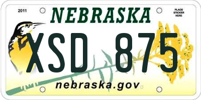 NE license plate XSD875