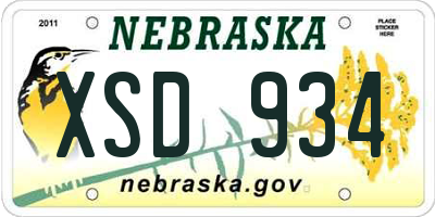 NE license plate XSD934