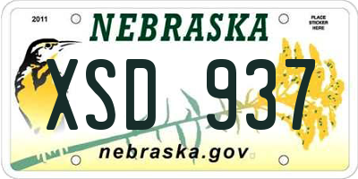 NE license plate XSD937