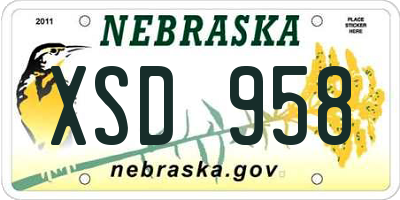 NE license plate XSD958