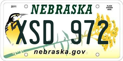 NE license plate XSD972