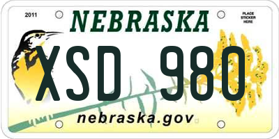 NE license plate XSD980
