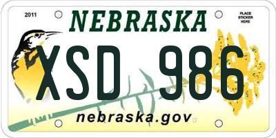 NE license plate XSD986
