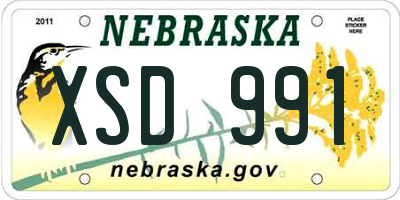 NE license plate XSD991