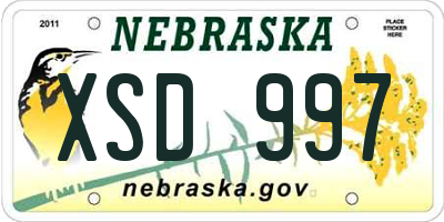 NE license plate XSD997
