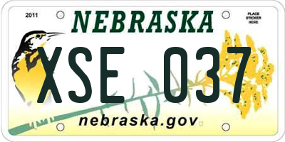 NE license plate XSE037