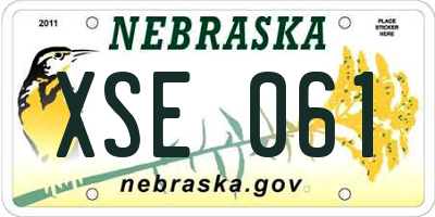 NE license plate XSE061