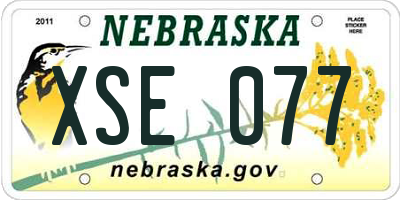 NE license plate XSE077