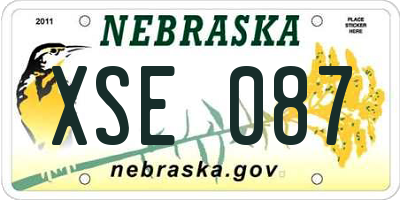 NE license plate XSE087