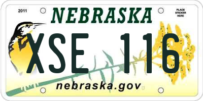 NE license plate XSE116