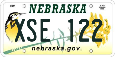 NE license plate XSE122