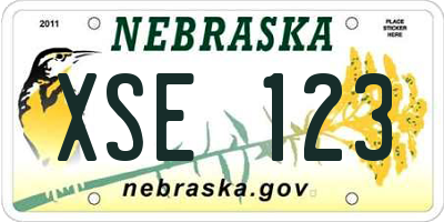NE license plate XSE123