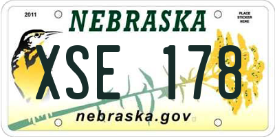 NE license plate XSE178
