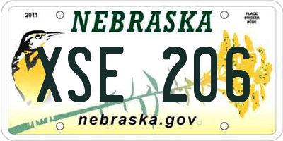 NE license plate XSE206
