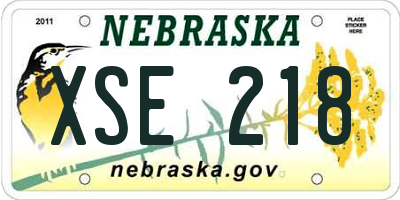 NE license plate XSE218
