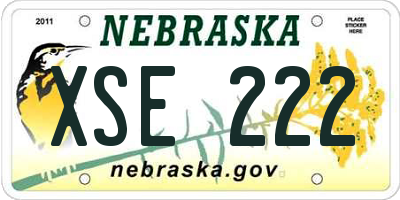 NE license plate XSE222
