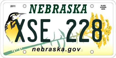 NE license plate XSE228