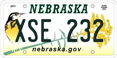 NE license plate XSE232