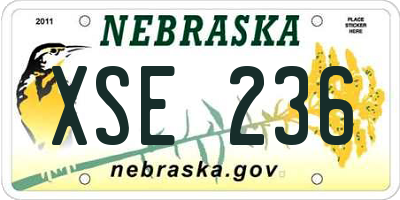 NE license plate XSE236