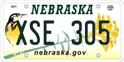 NE license plate XSE305