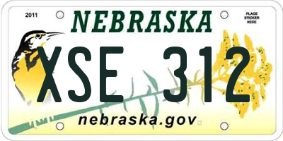 NE license plate XSE312