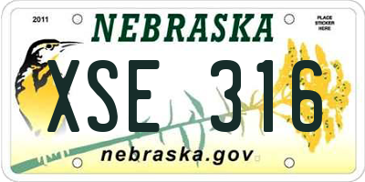 NE license plate XSE316