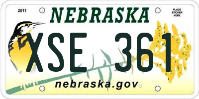 NE license plate XSE361