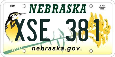 NE license plate XSE381