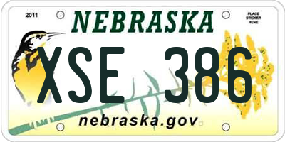 NE license plate XSE386