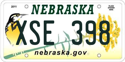 NE license plate XSE398