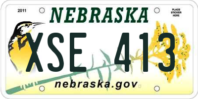 NE license plate XSE413