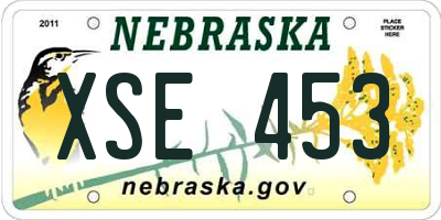 NE license plate XSE453