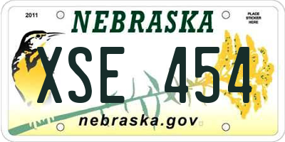 NE license plate XSE454