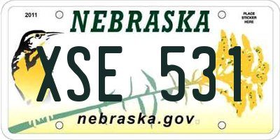 NE license plate XSE531