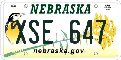 NE license plate XSE647
