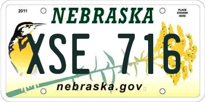 NE license plate XSE716
