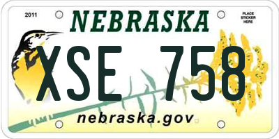 NE license plate XSE758