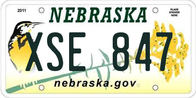 NE license plate XSE847