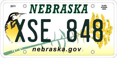 NE license plate XSE848