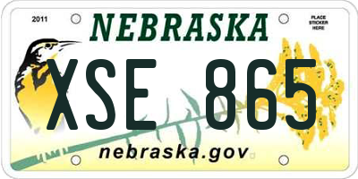 NE license plate XSE865